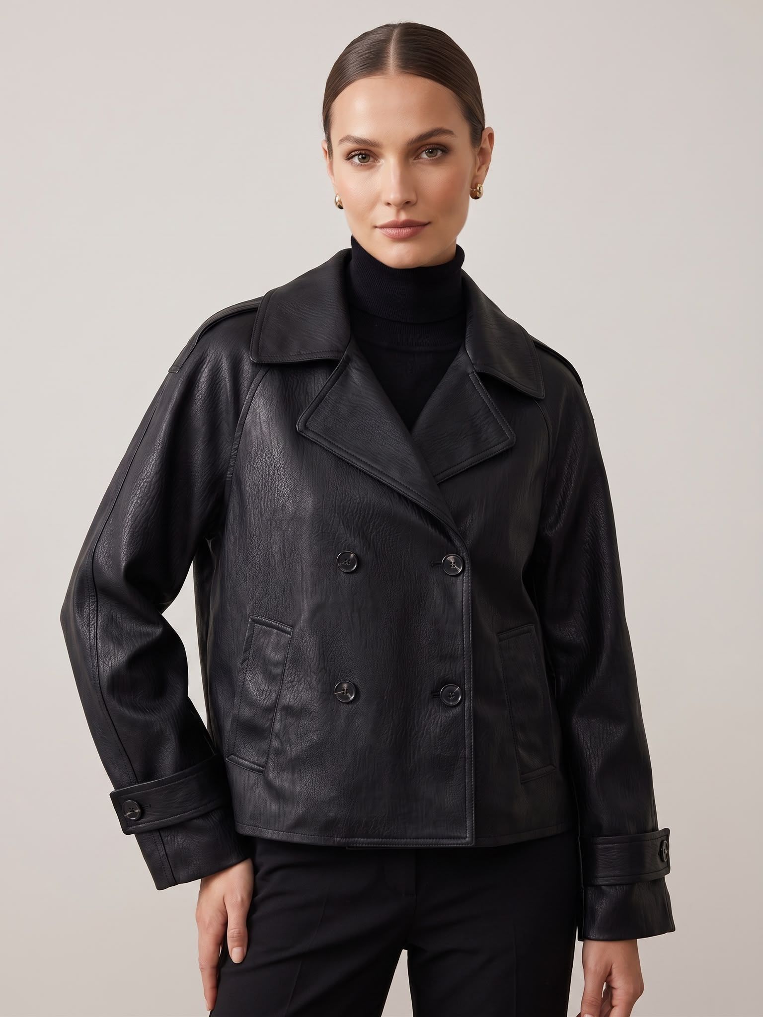 Classic Short Faux-Leather Jacket