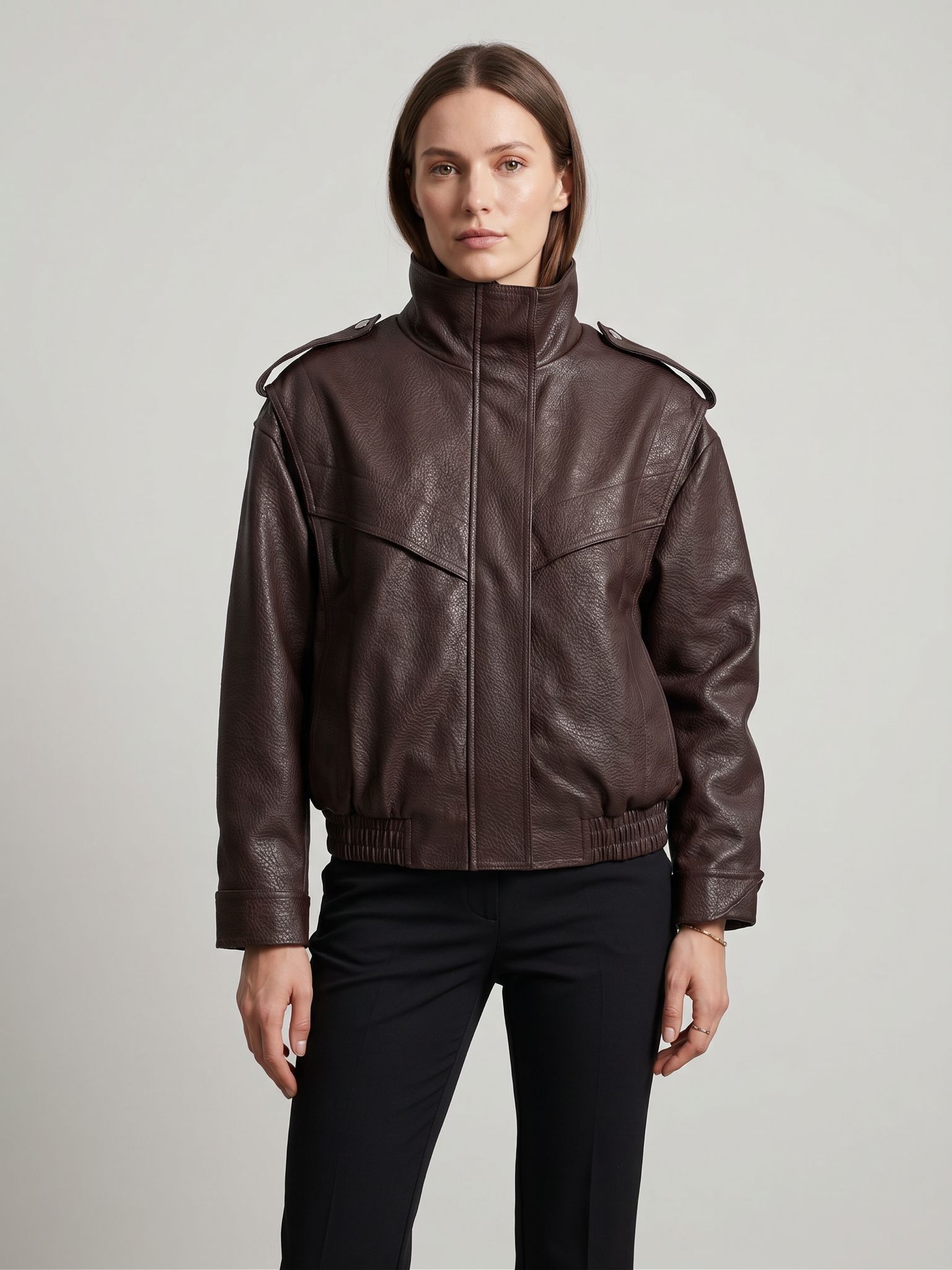 Structured Bomber with Half-Turtleneck