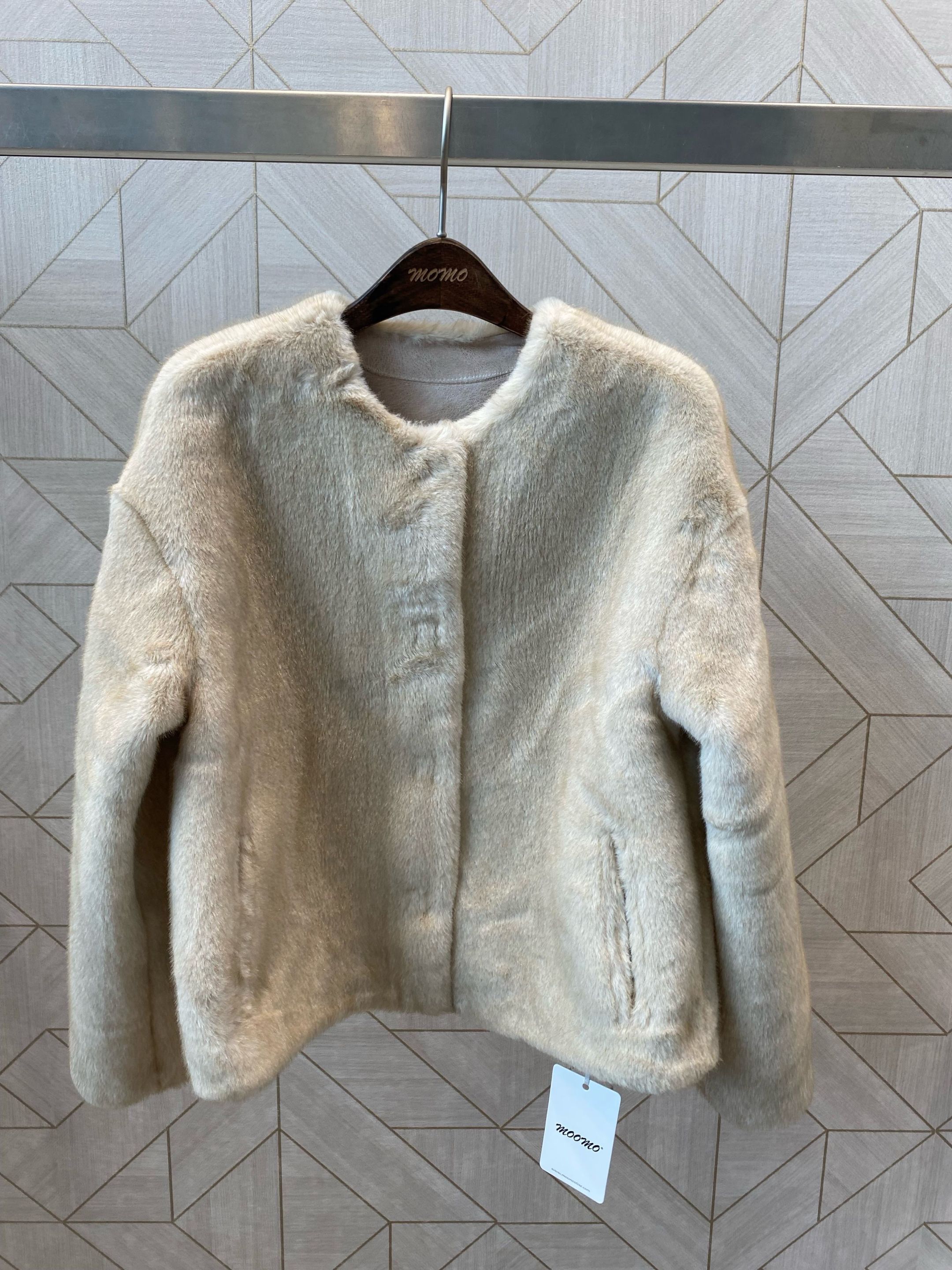 Short Coat with Faux Fur Trim