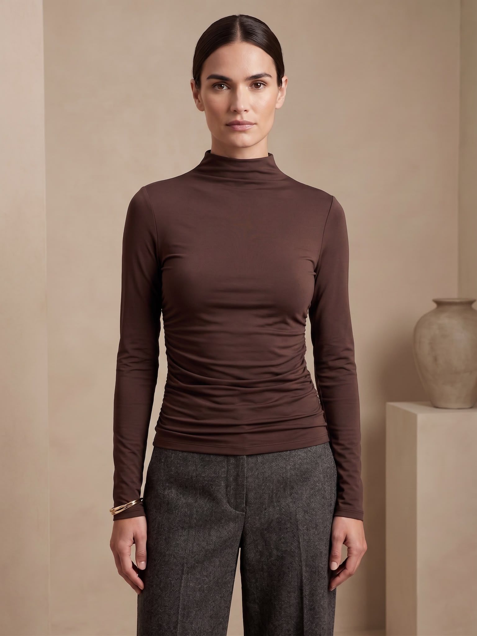 Fitted Mock-Neck Top