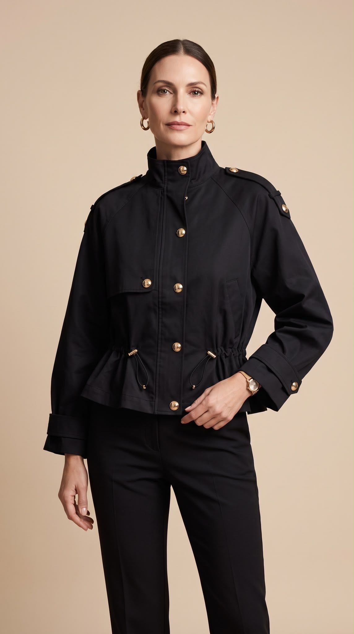 Tailored Jacket with Mock Funnel Neck