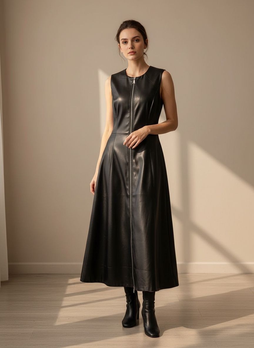 Fitted A-line Midi Dress