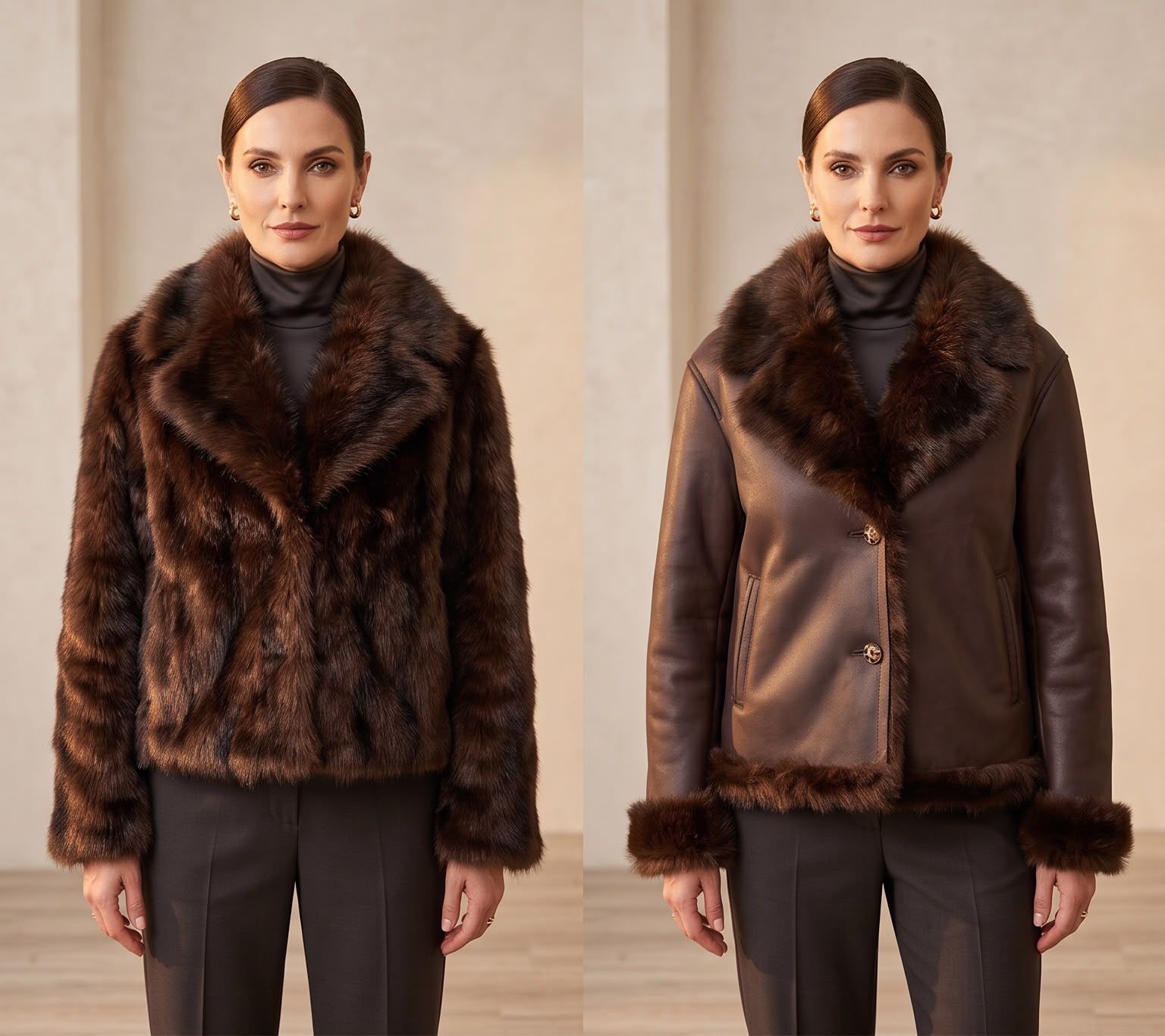 Coat with Faux-Fur Collar