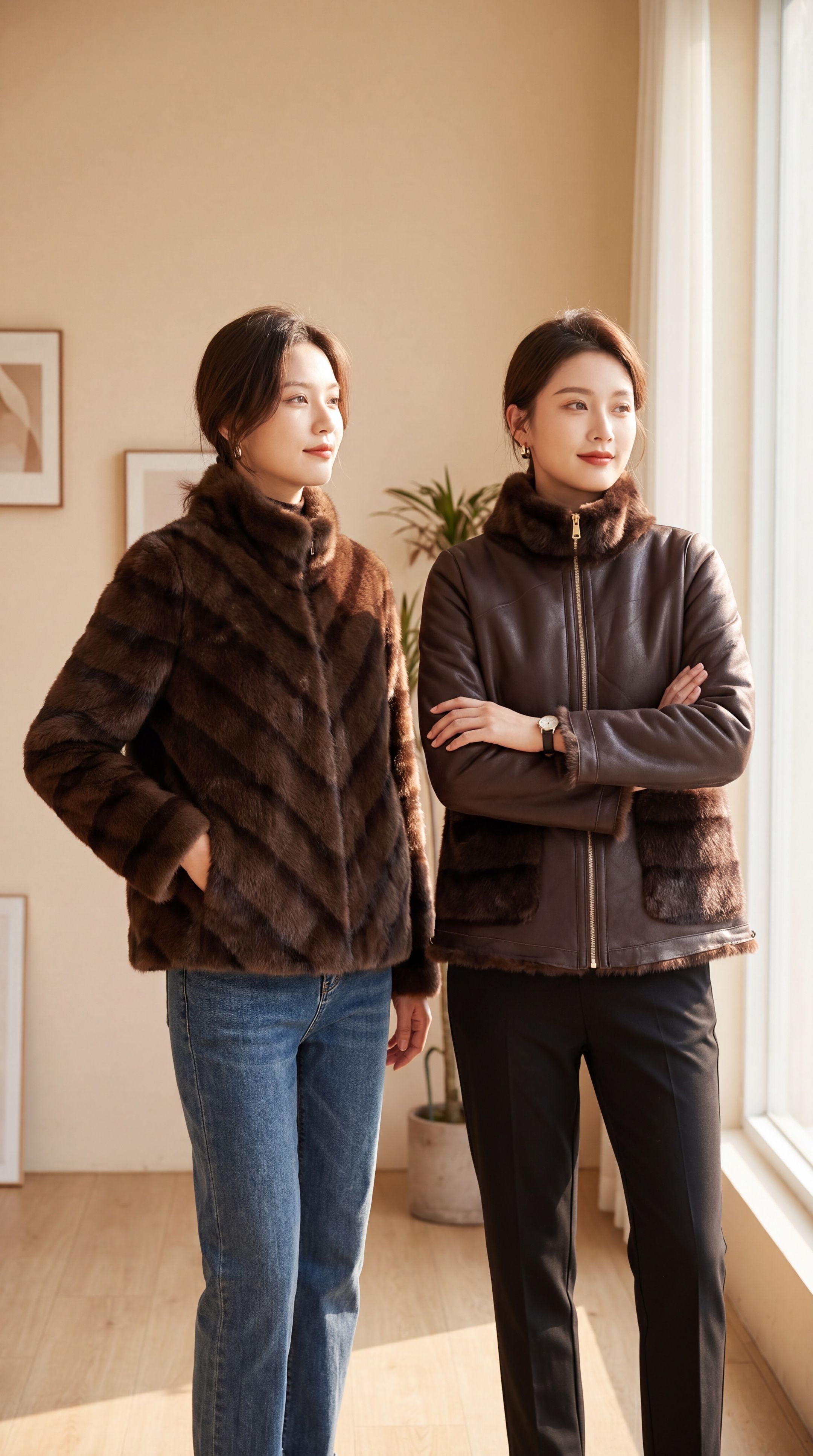 Regular Jacket with Knit Funnel Neck