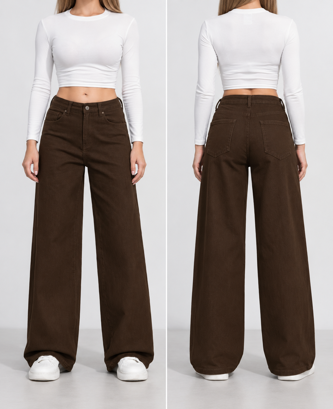 High‑Waist Wide‑Leg Jeans