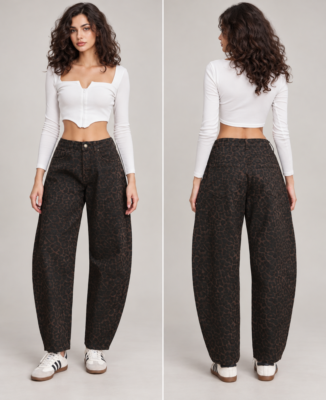 Wide-Leg Patterned Jeans