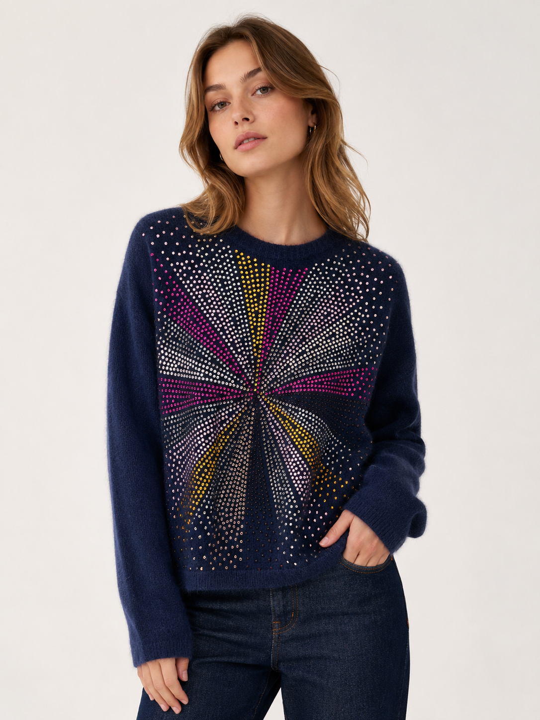 Regular Fit Sweater with Embellishment
