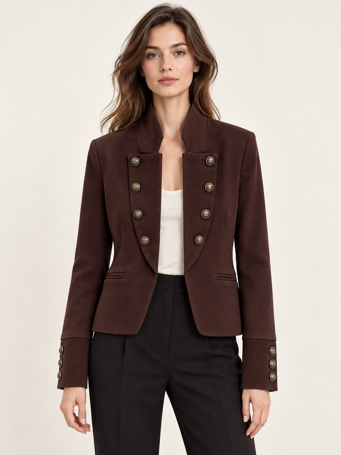Fitted Jacket with Stand Collar
