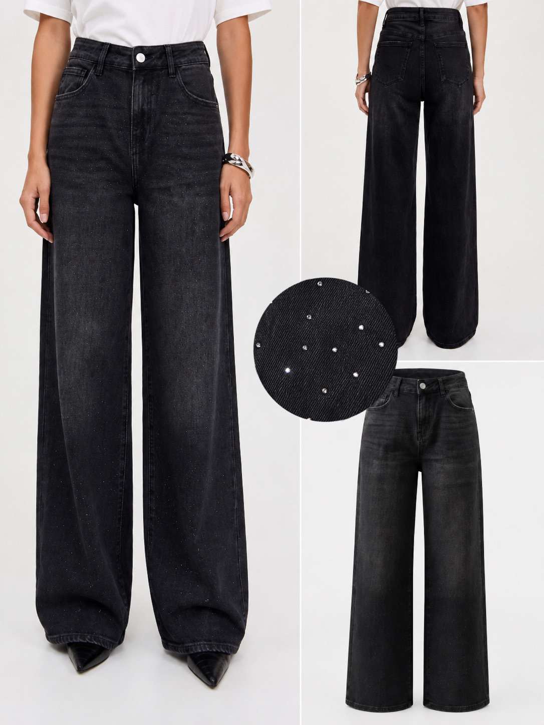 Wide‑Leg Jeans with Studs