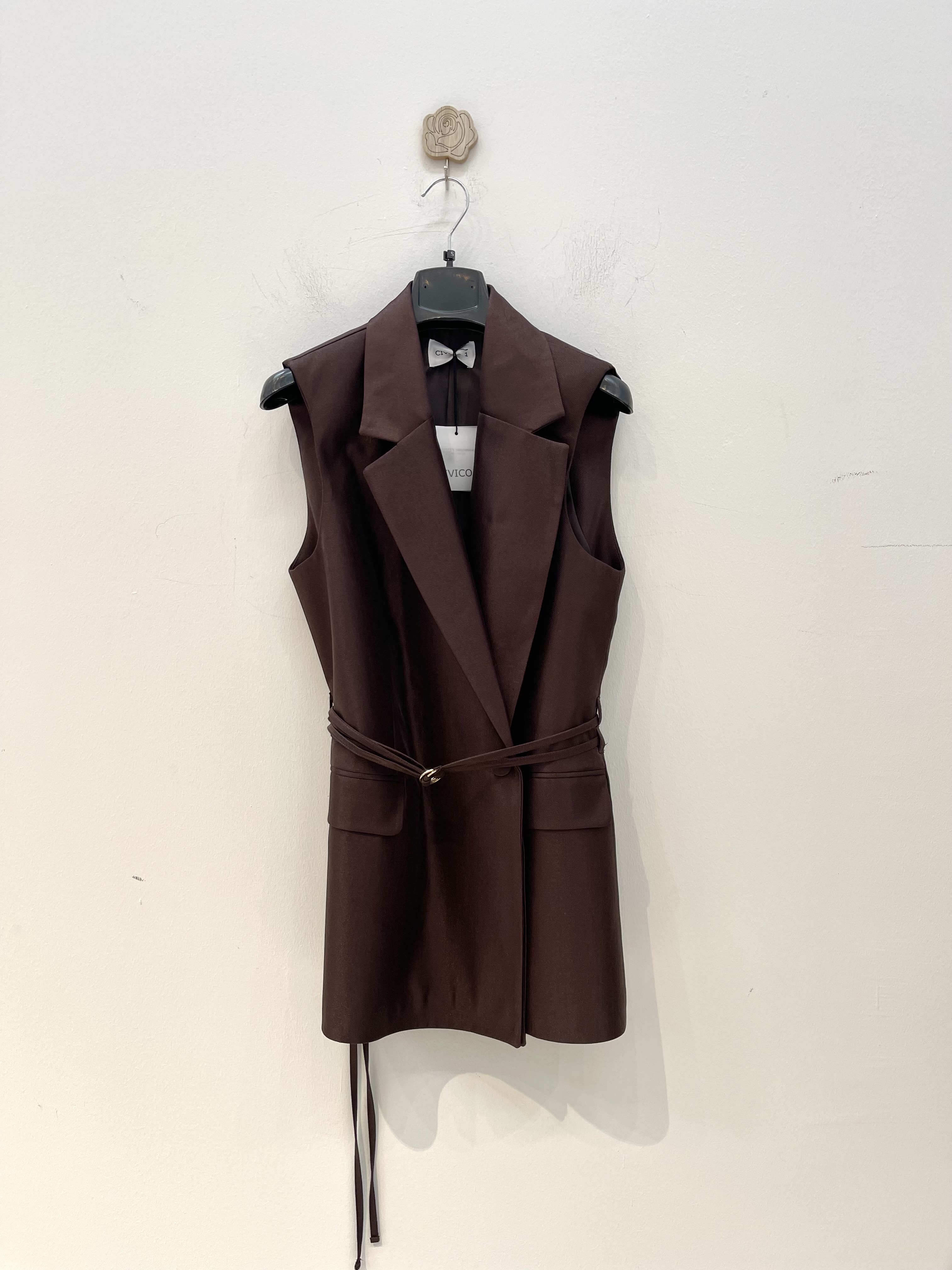Long Tailored Tie-Waist Vest