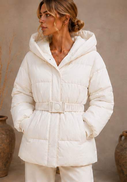 Quilted Jacket with Waist Belt