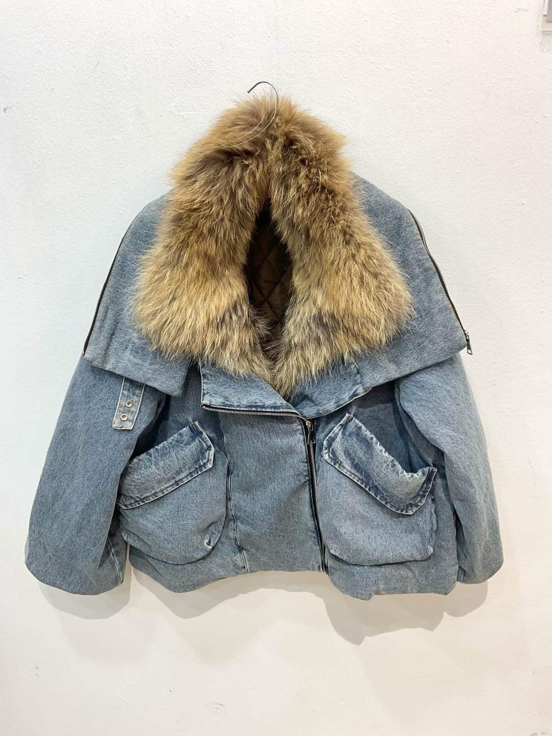 Oversized Denim Jacket with Collar