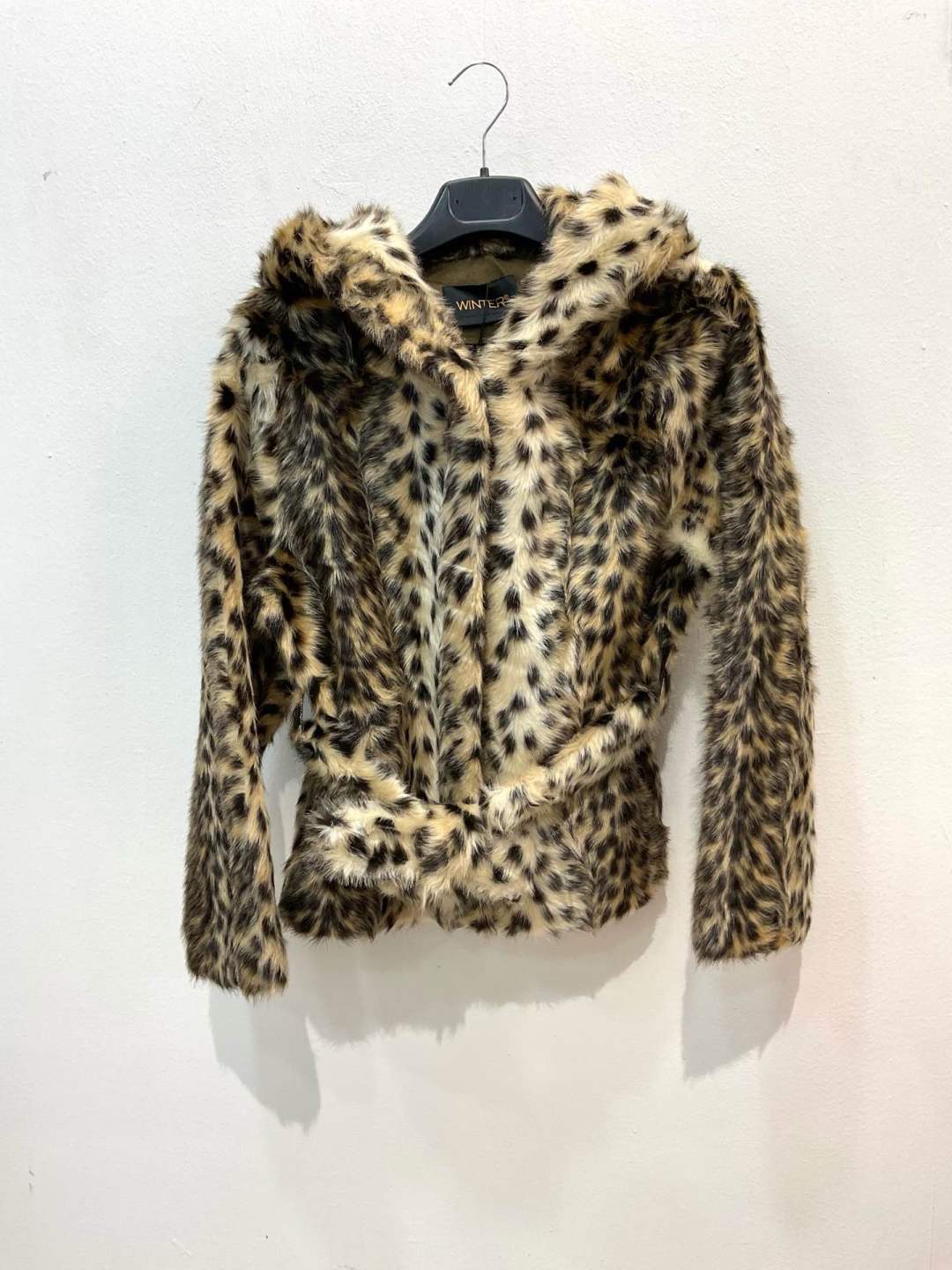 Short Faux-Fur Jacket with Belt