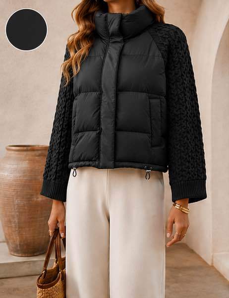 Quilted Jacket with Funnel Neck