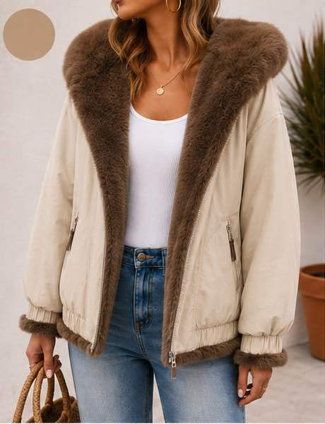 Fur-Trim Bomber Jacket
