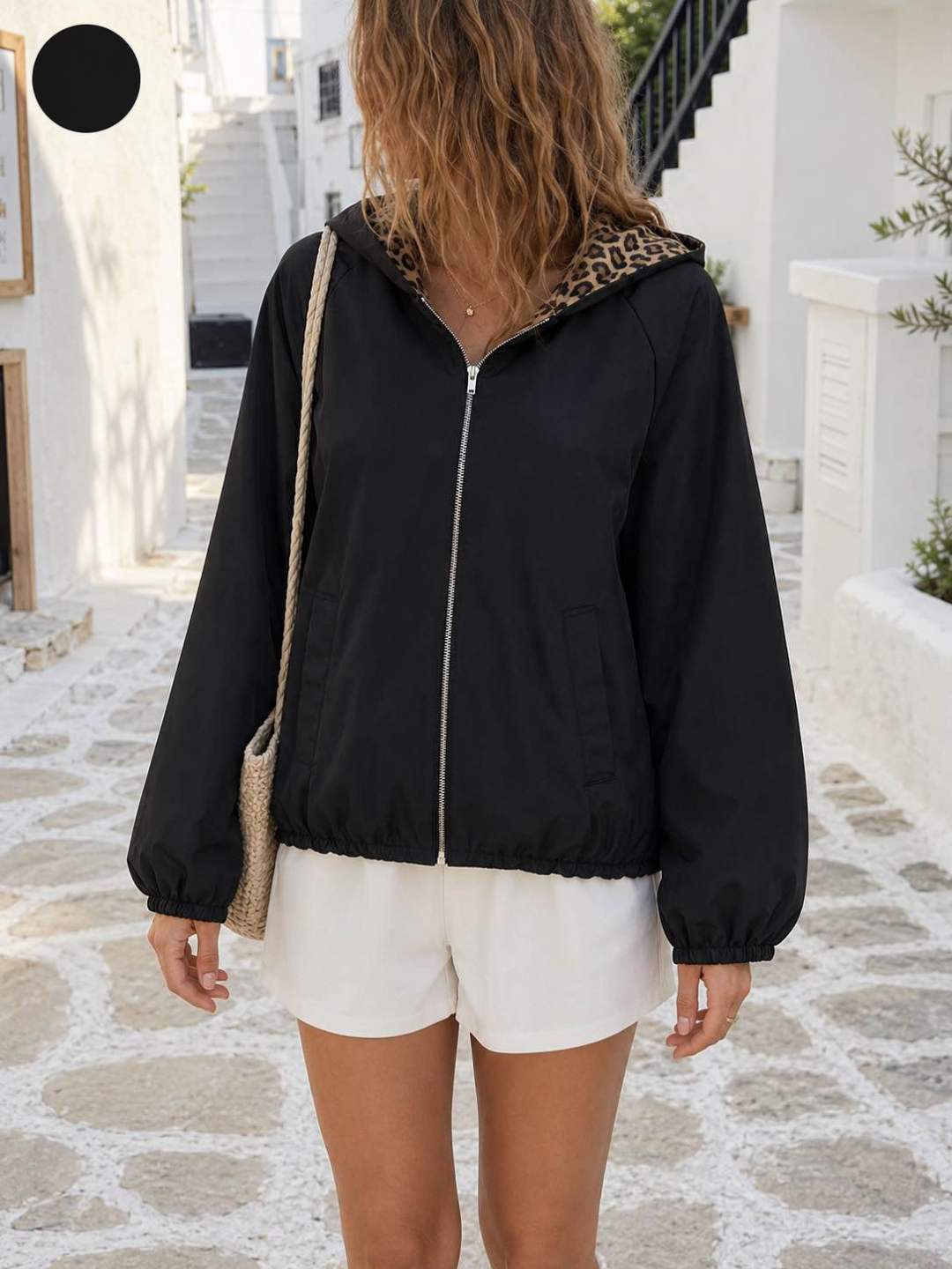 Relaxed Hooded Bomber Jacket
