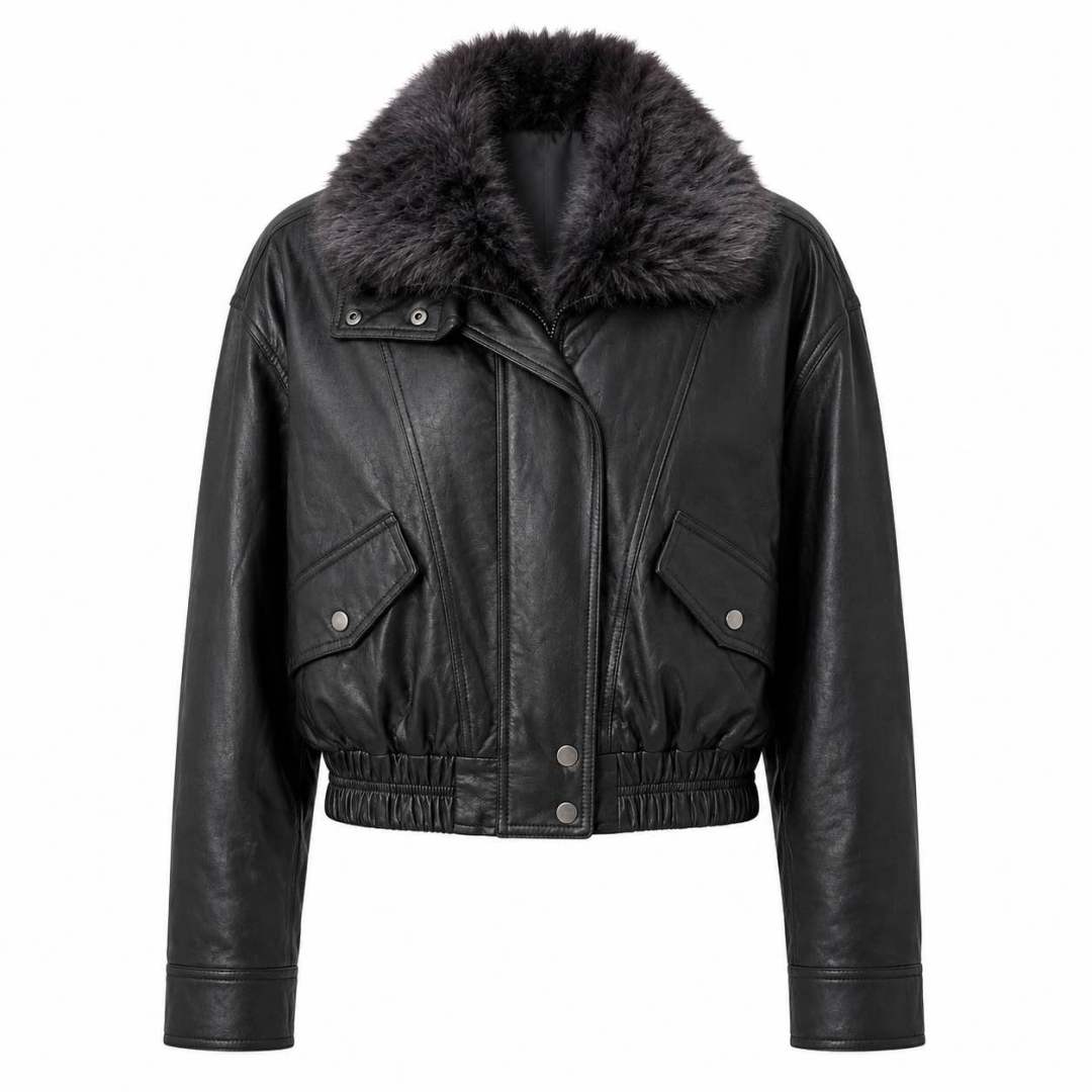 Bomber Jacket with Faux-Fur Collar