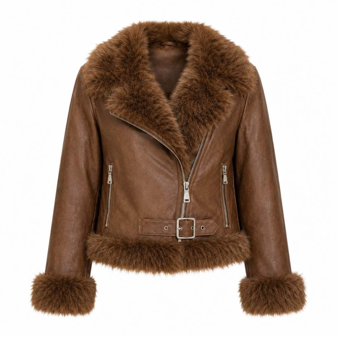 Fitted Biker Jacket with Belt