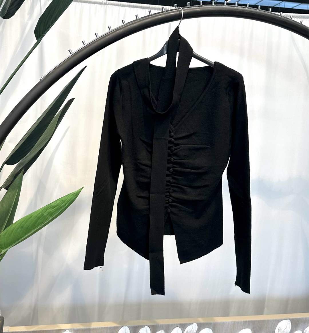 Fitted V‑Neck Blouse