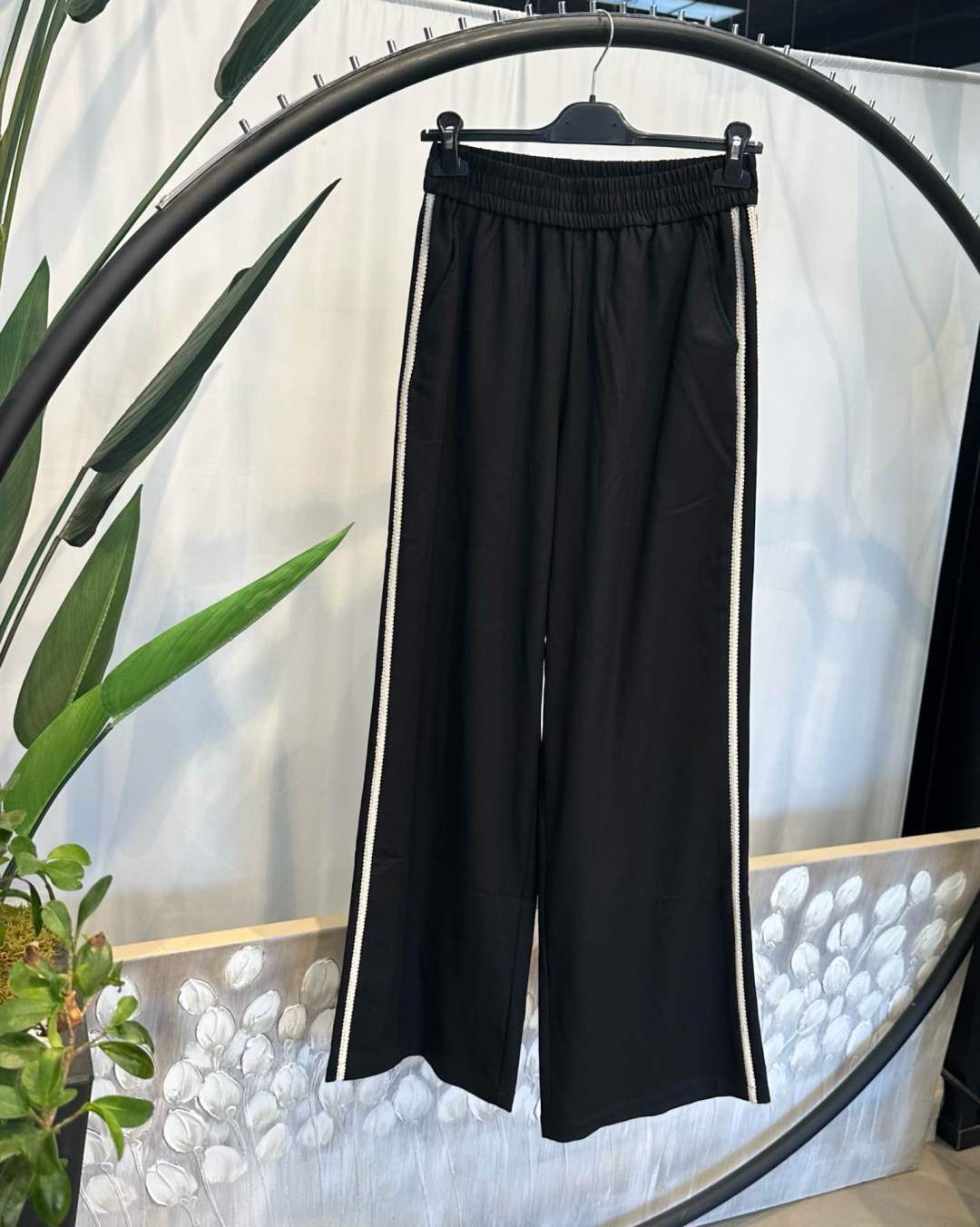 Wide-Leg Trousers with Side Stripes