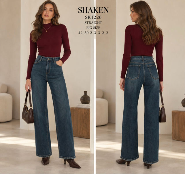 High‑Waist Wide‑Leg Jeans