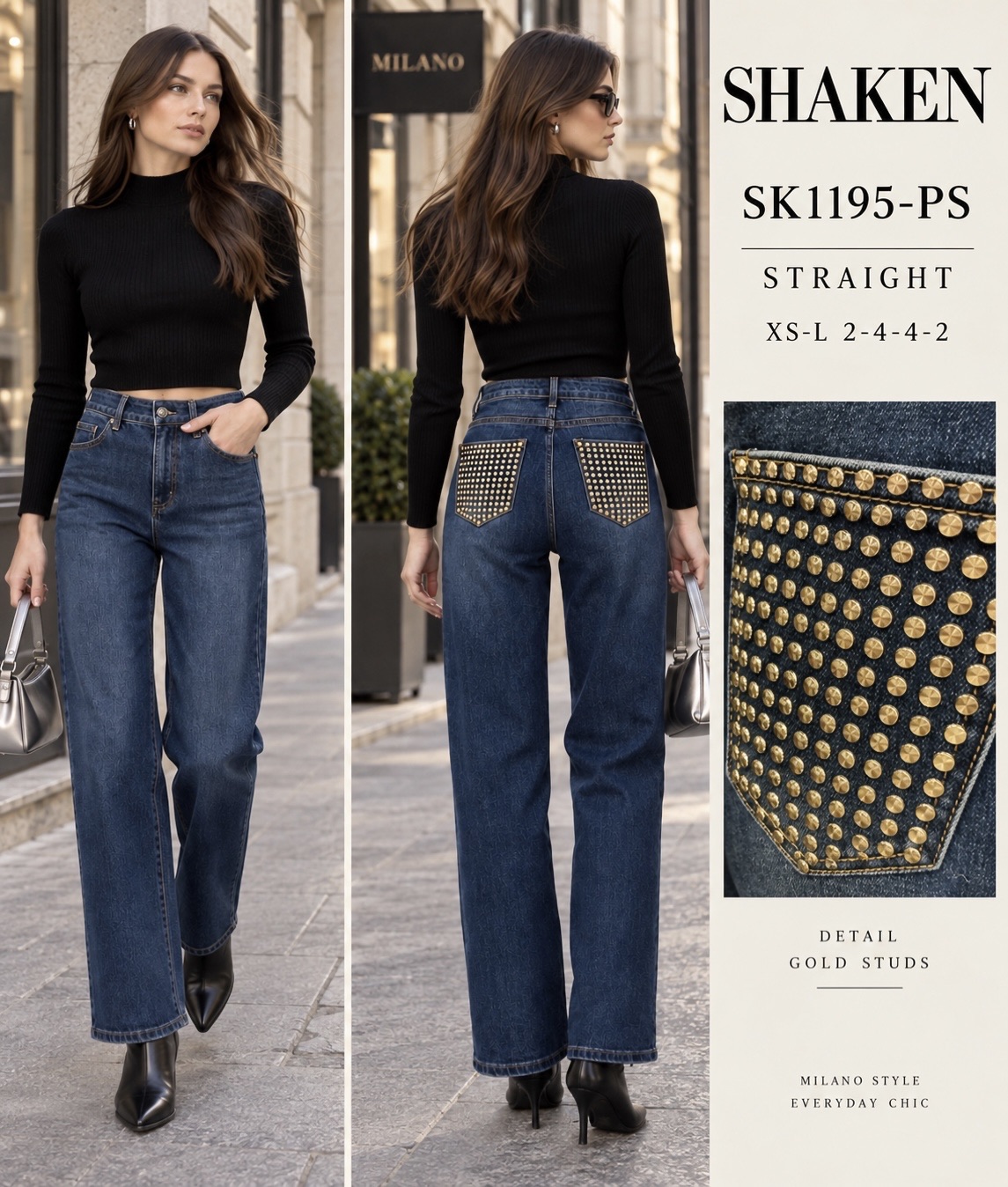 High‑Waist Straight Jeans
