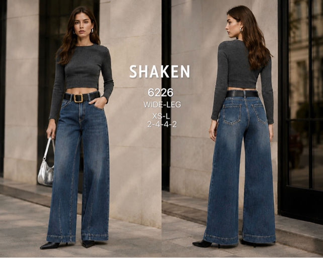 High‑Waist Wide‑Leg Jeans