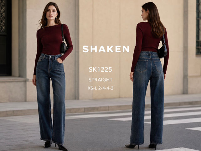 High‑Waist Straight Jeans