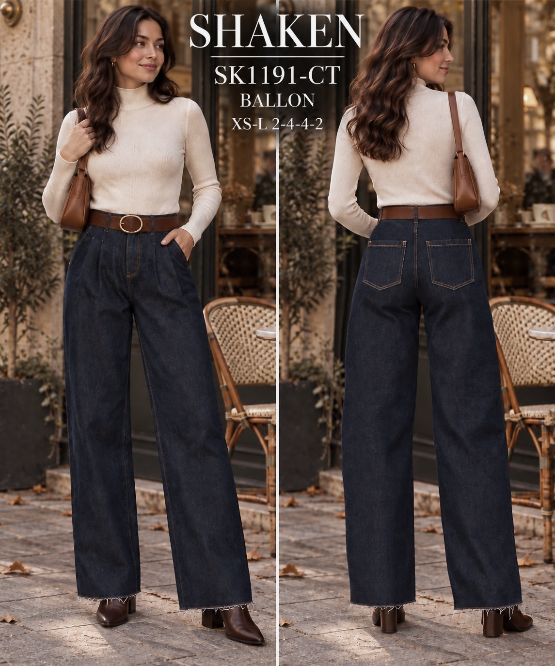 High‑Waist Wide‑Leg Jeans