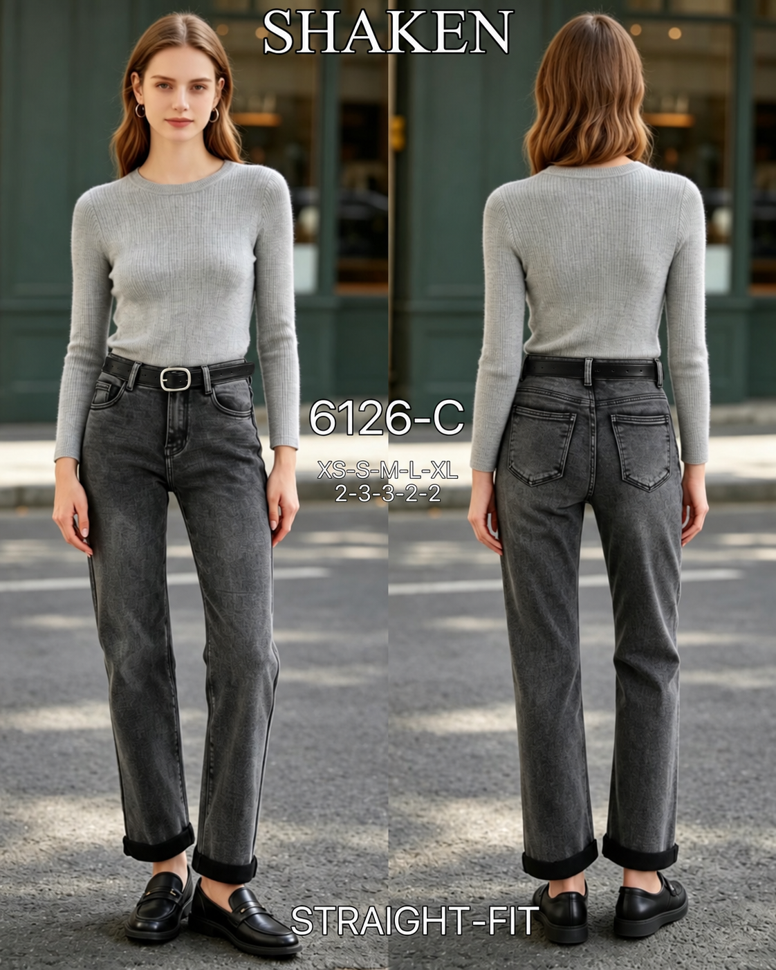 High‑Waist Straight Jeans