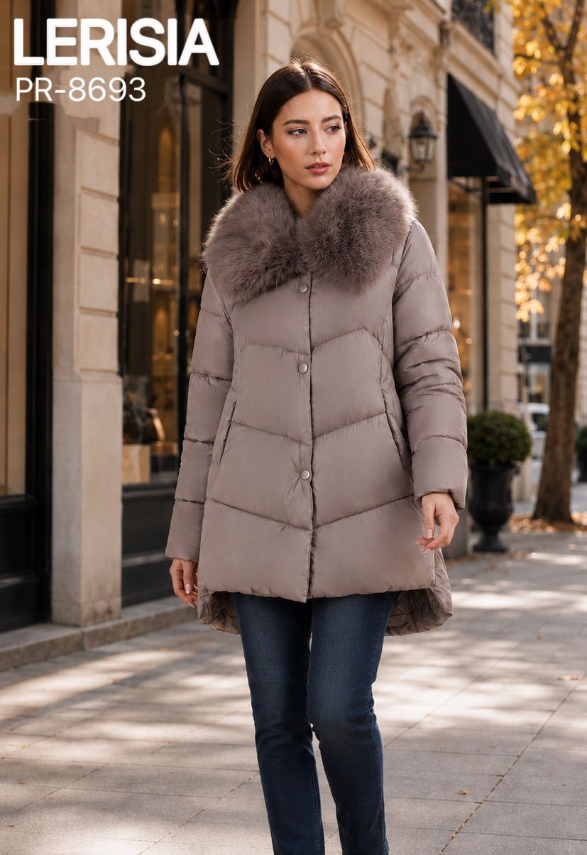 A-line Coat with Faux-Fur Collar