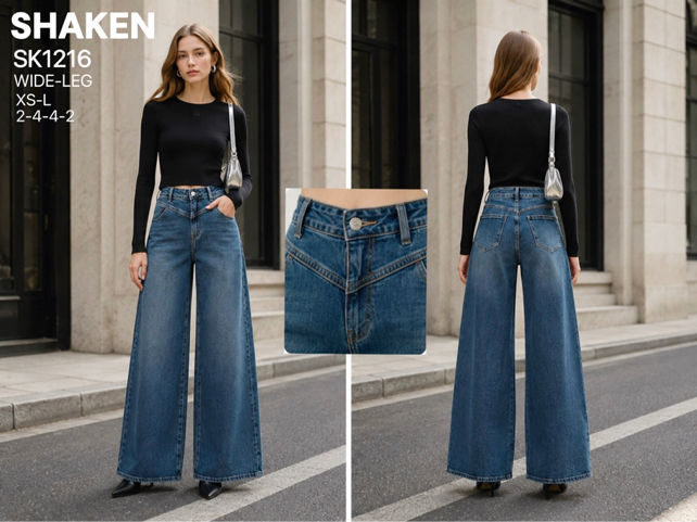 High‑Waist Wide Jeans