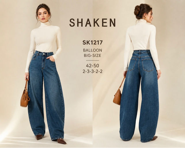 High‑Rise Balloon Jeans