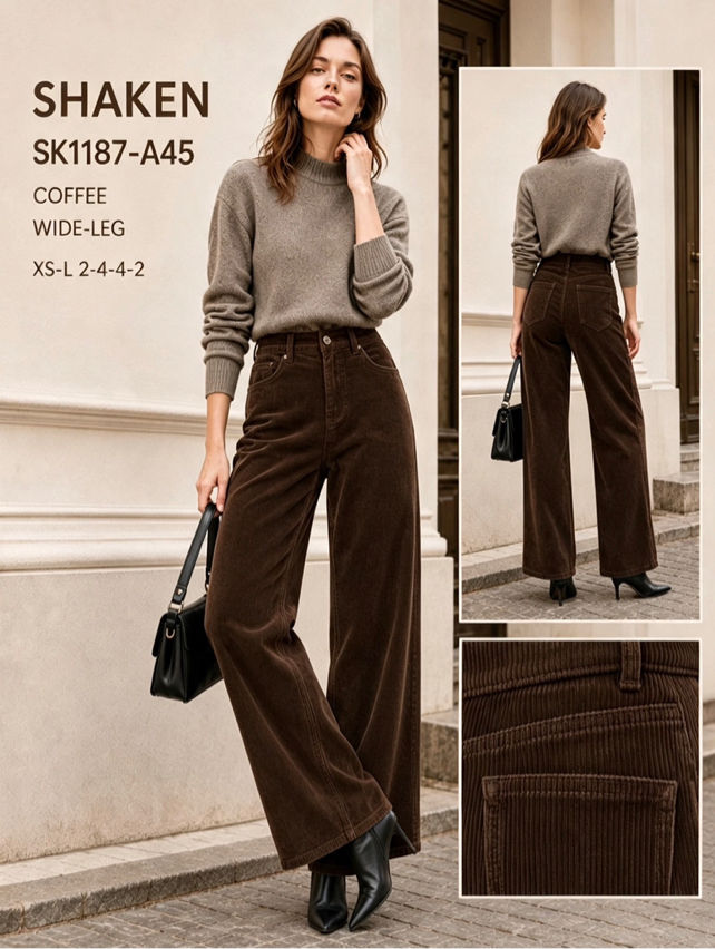 Wide‑Leg Corduroy Trousers