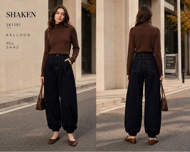 High-Waist Balloon Trousers