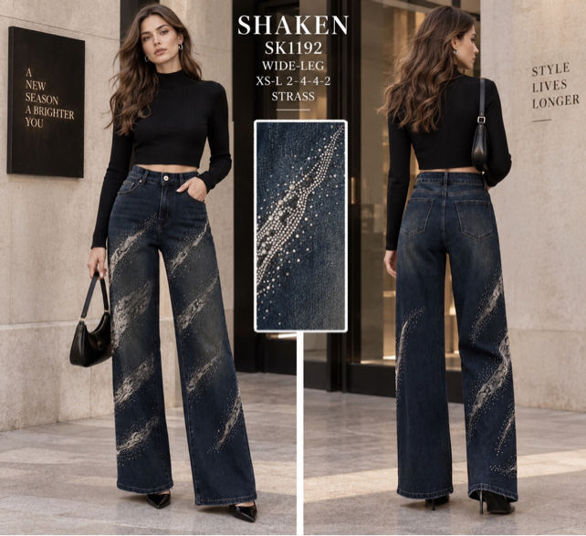 Wide Leg Studded Jeans