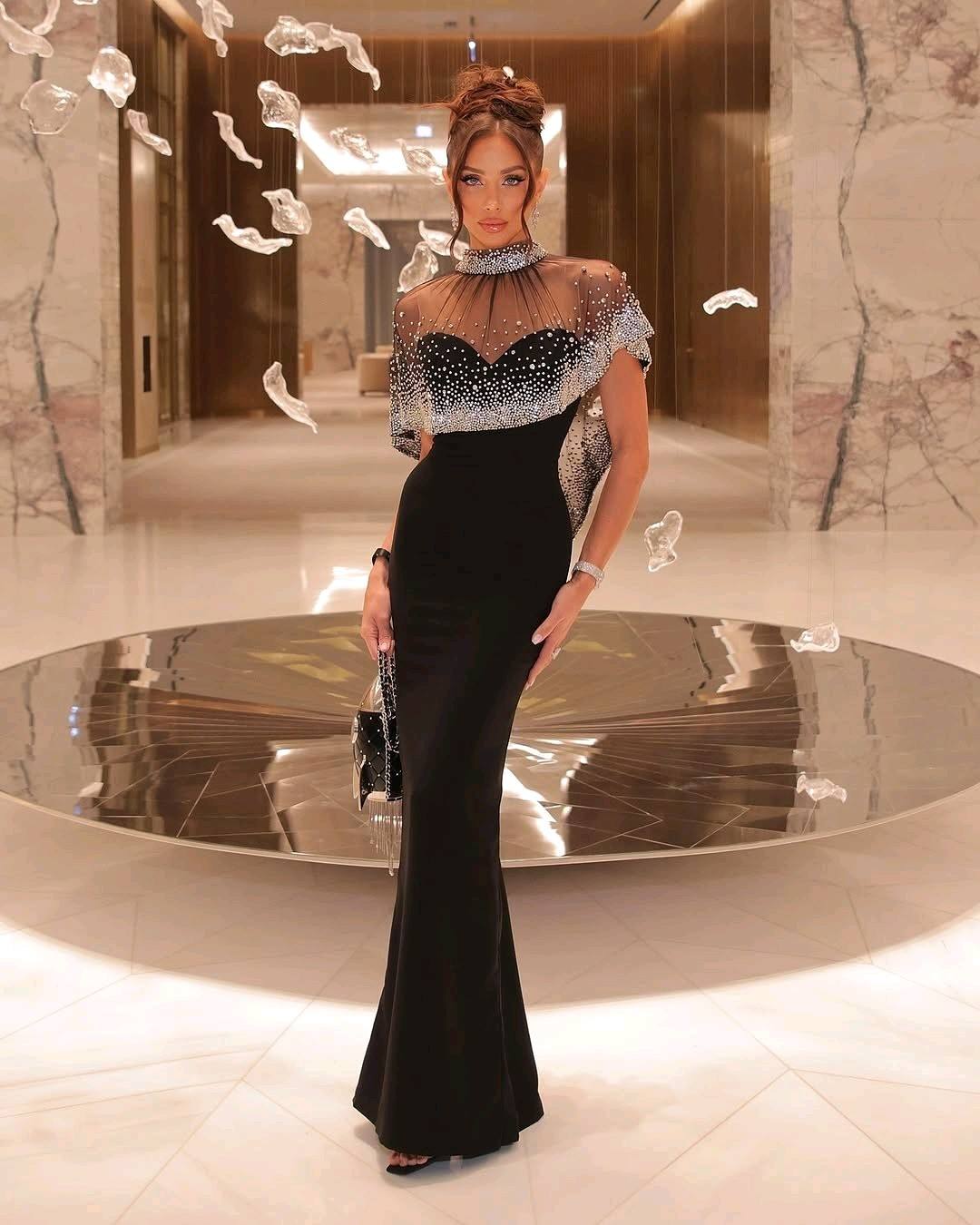 Mermaid Maxi Dress with Mock Neck
