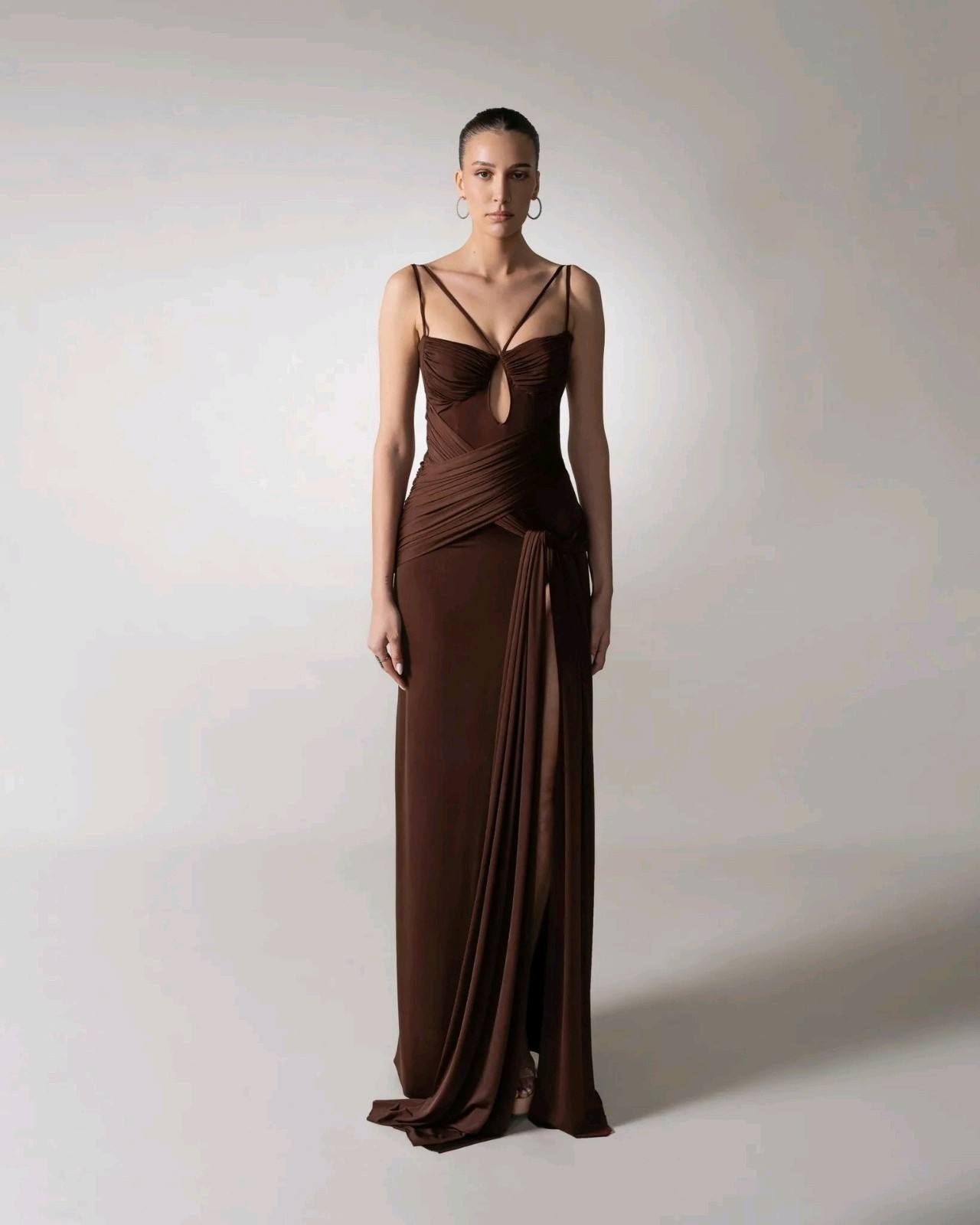 Fitted Maxi Dress with Bust Cutout
