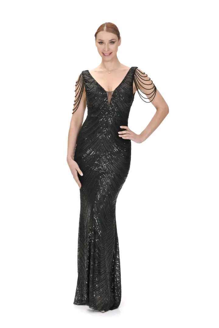 Mermaid Maxi Dress with Plunging Neckline