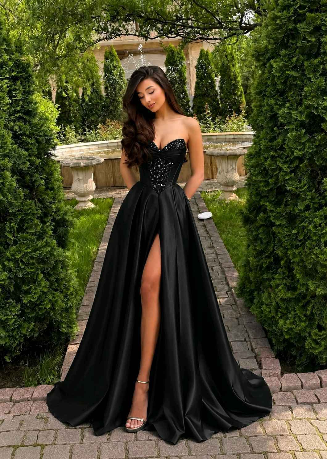 Strapless Sequin Corset Maxi Dress