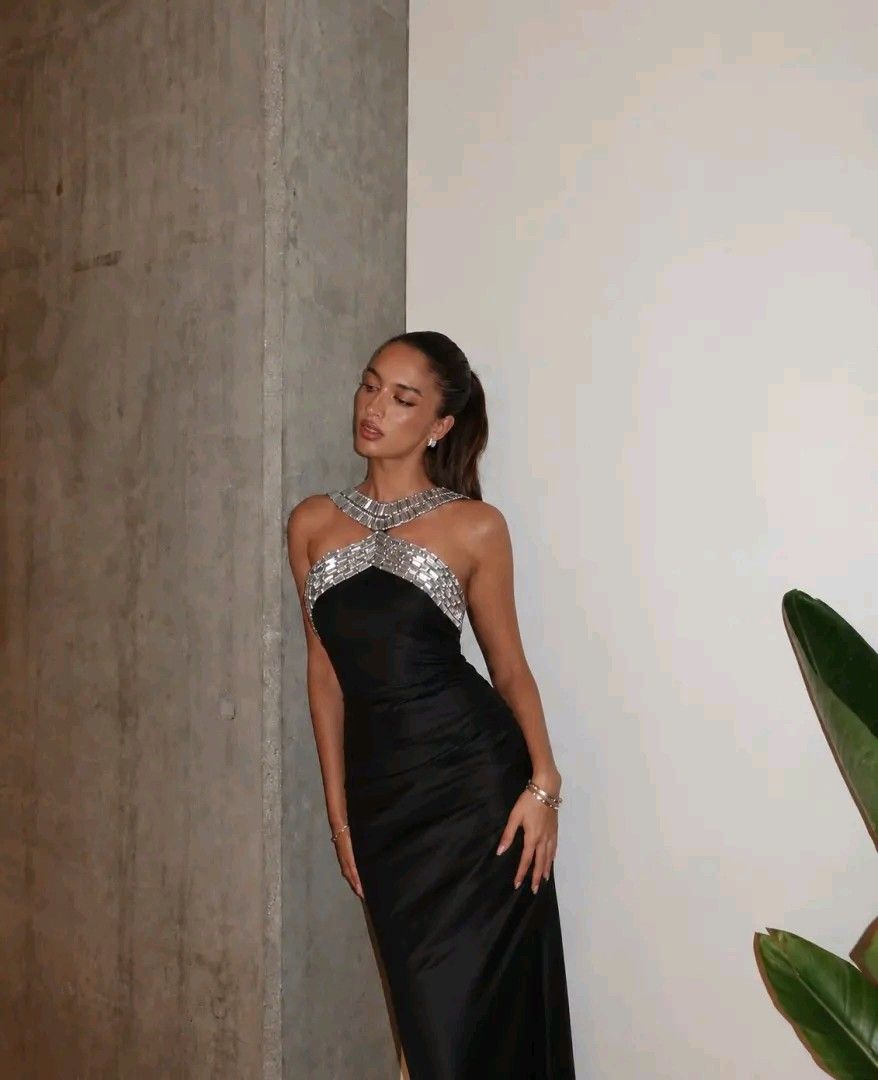 Fitted Maxi Dress with Halter Neck