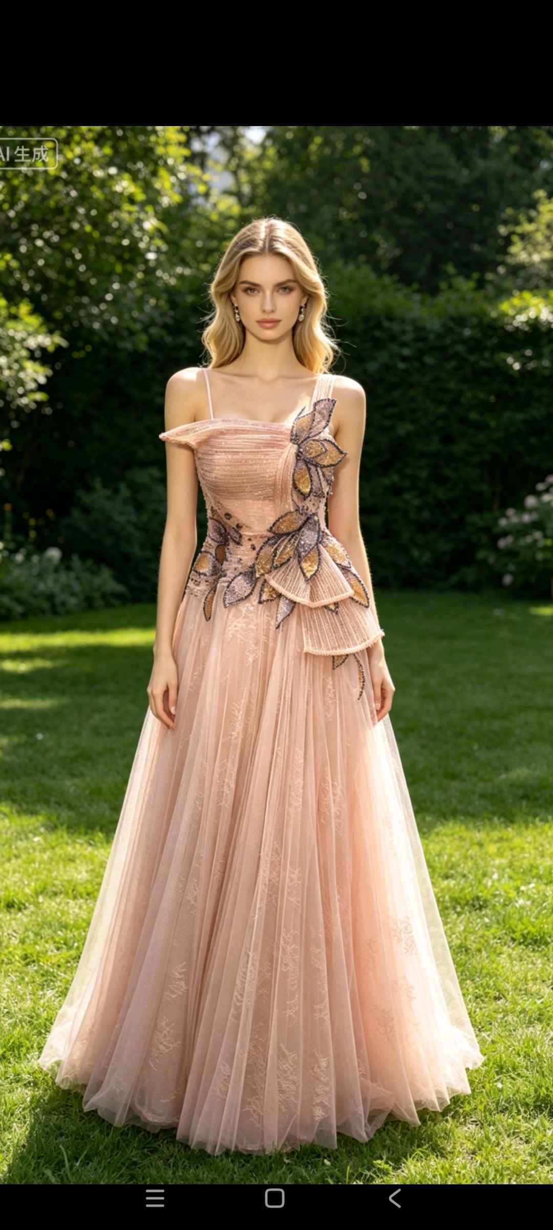 Fitted Maxi Dress with Embellished Appliqués
