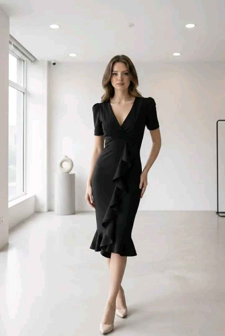 Wrap Mermaid Midi Dress