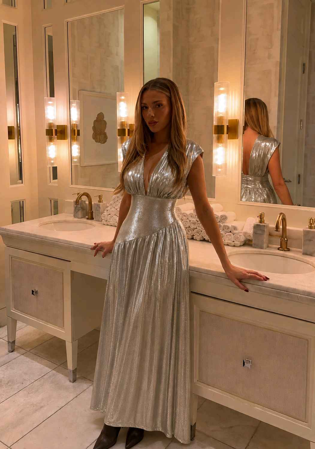 Maxi Dress with V-Neck