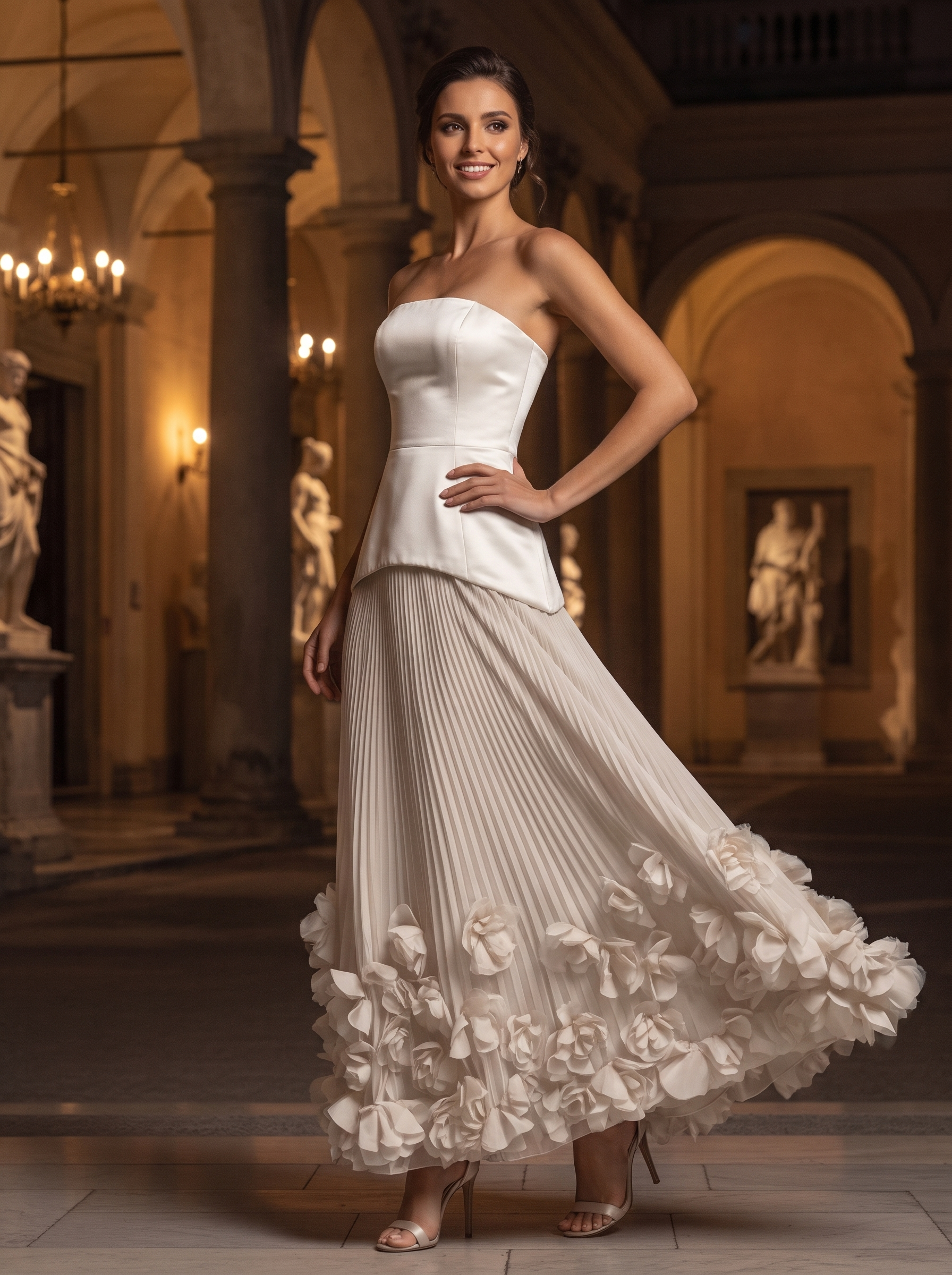 Pleated Heart Maxi Dress