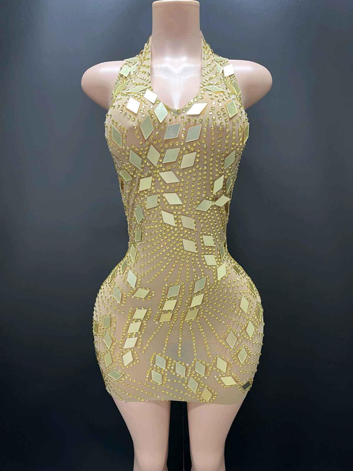 Sequin-Embellished Bodycon Mini Dress