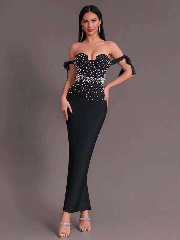 Off-Shoulder Pencil Maxi Dress