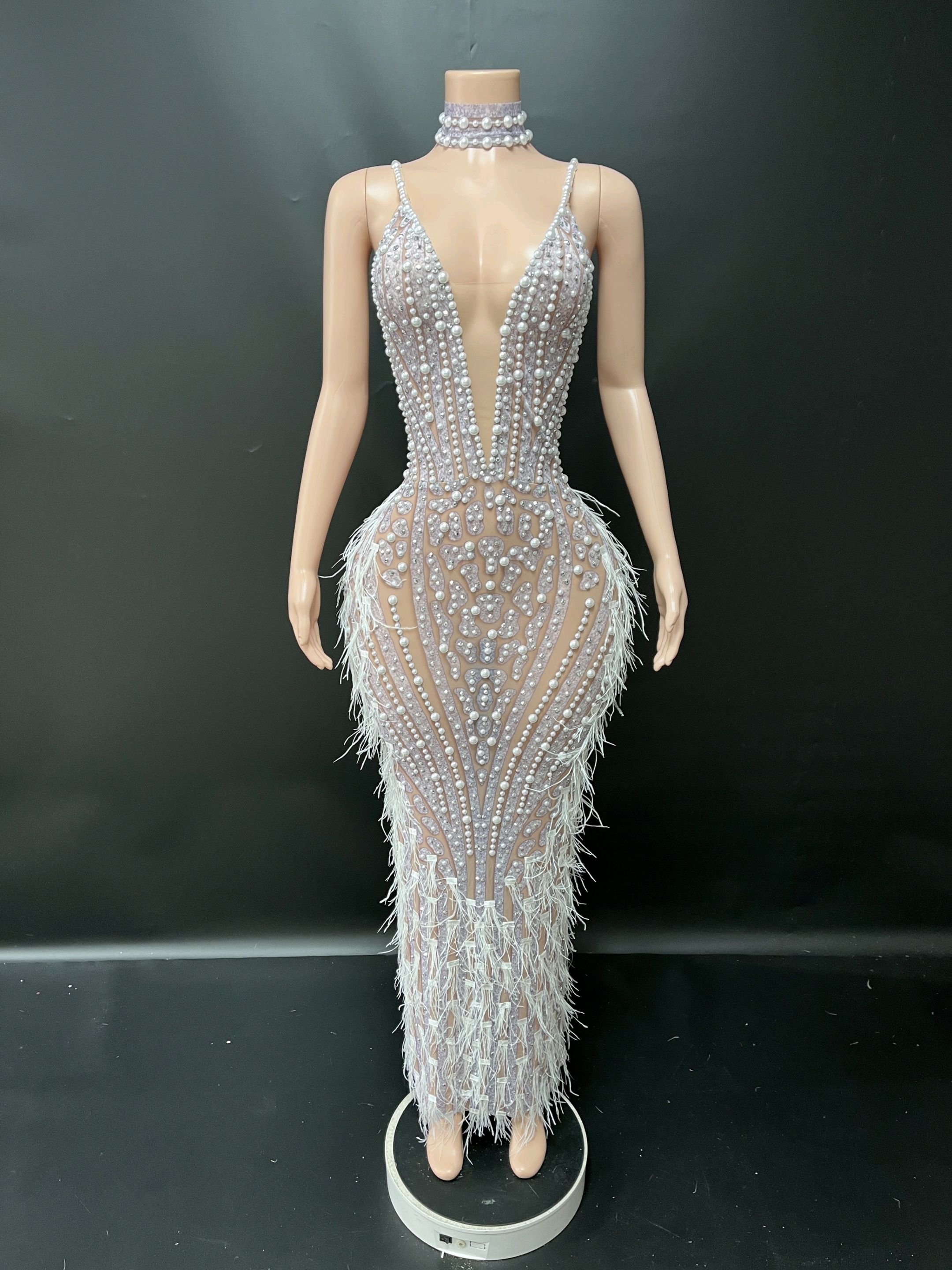 Mermaid Maxi Dress with V-Neck