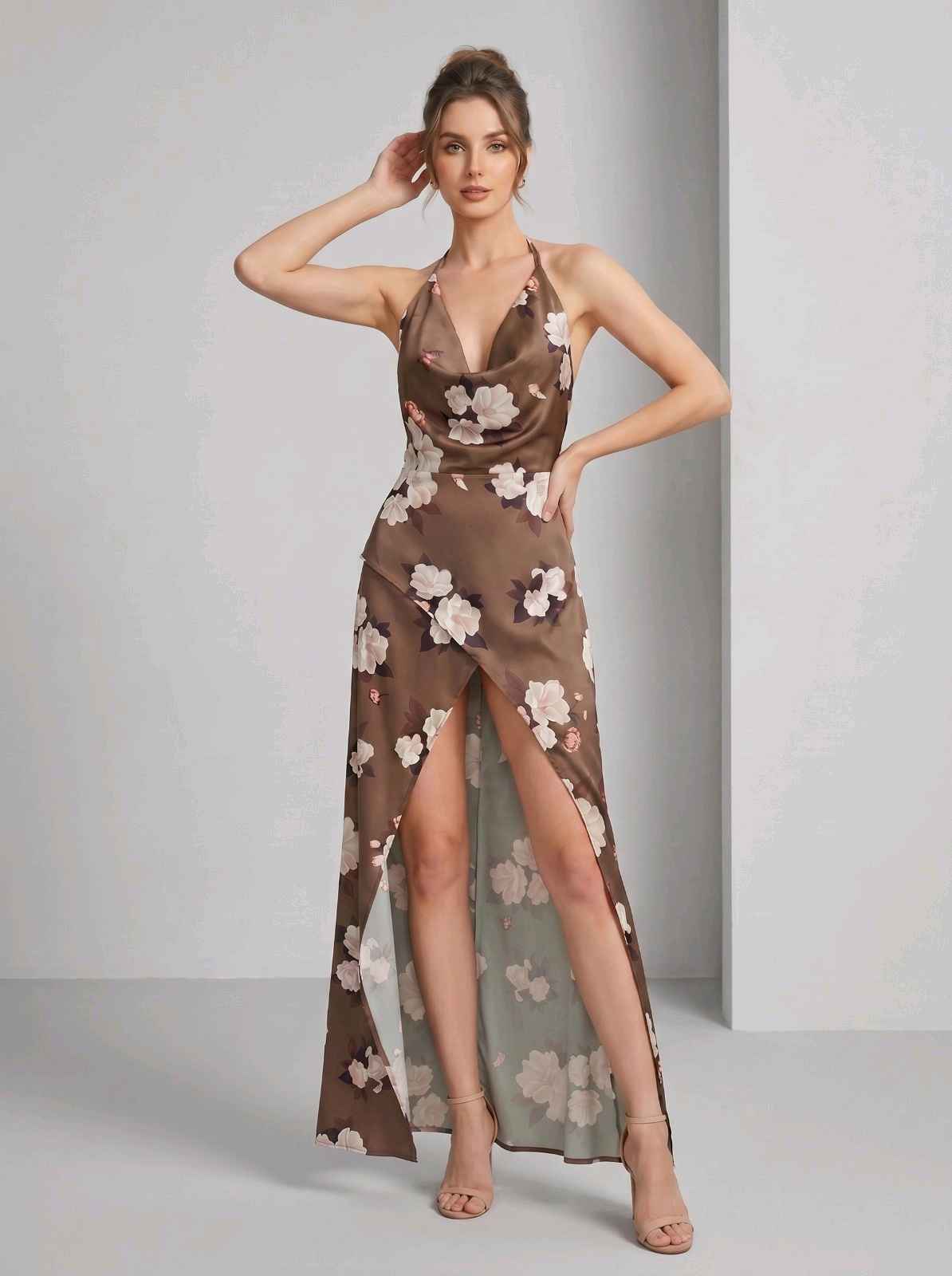 Wrap Maxi Dress with Cowl Neck