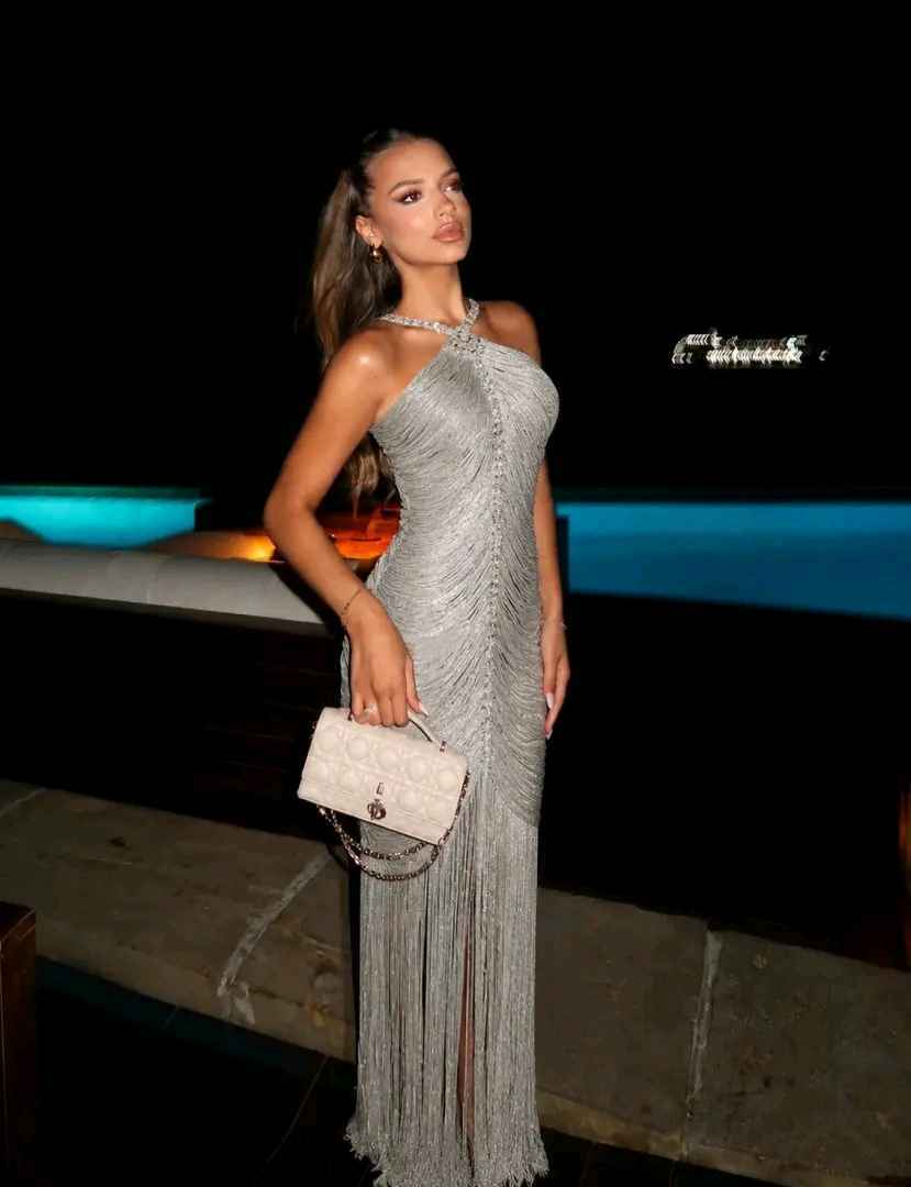 Halter Fringe Maxi Dress